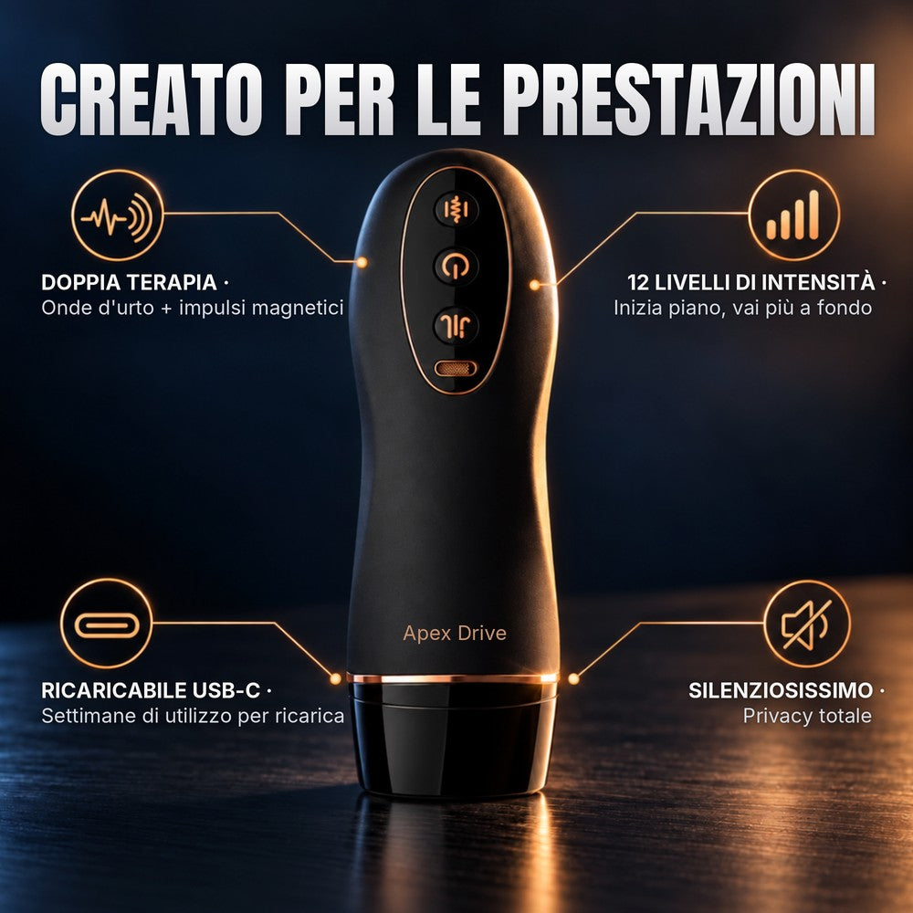 Apex Drive: 12 livelli di intensità in un dispositivo compatto e ricaricabile.