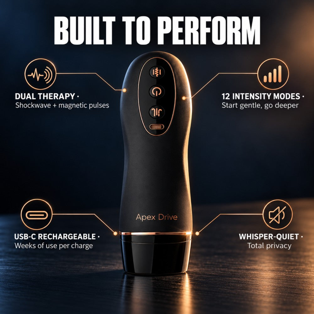 Apex Drive: 12 intensity levels in one compact, rechargeable device.